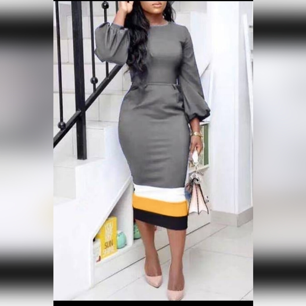 NEW GRAY CLASSY FASHIONABLE DRESS PLUS SIZE 1XL